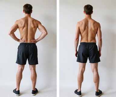 Same person with an active, athletic posture after transformation
